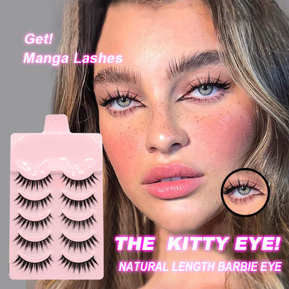 5 Pairs Manga Lashes  Natural Wispy  Korean Makeup